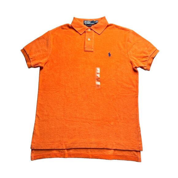 Polo by Ralph Lauren Men's Custom Fit Velour Polo Shirt - 100% Cotton Orange M